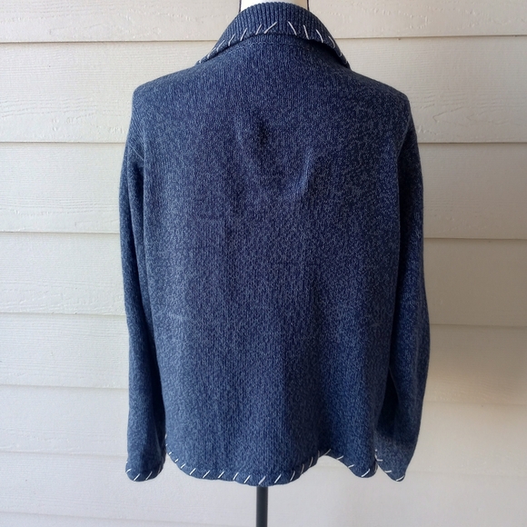 Tiara International Christmas Collection Blue Y2K Vintage Zip Up Sweater Jacket - Picture 4 of 16